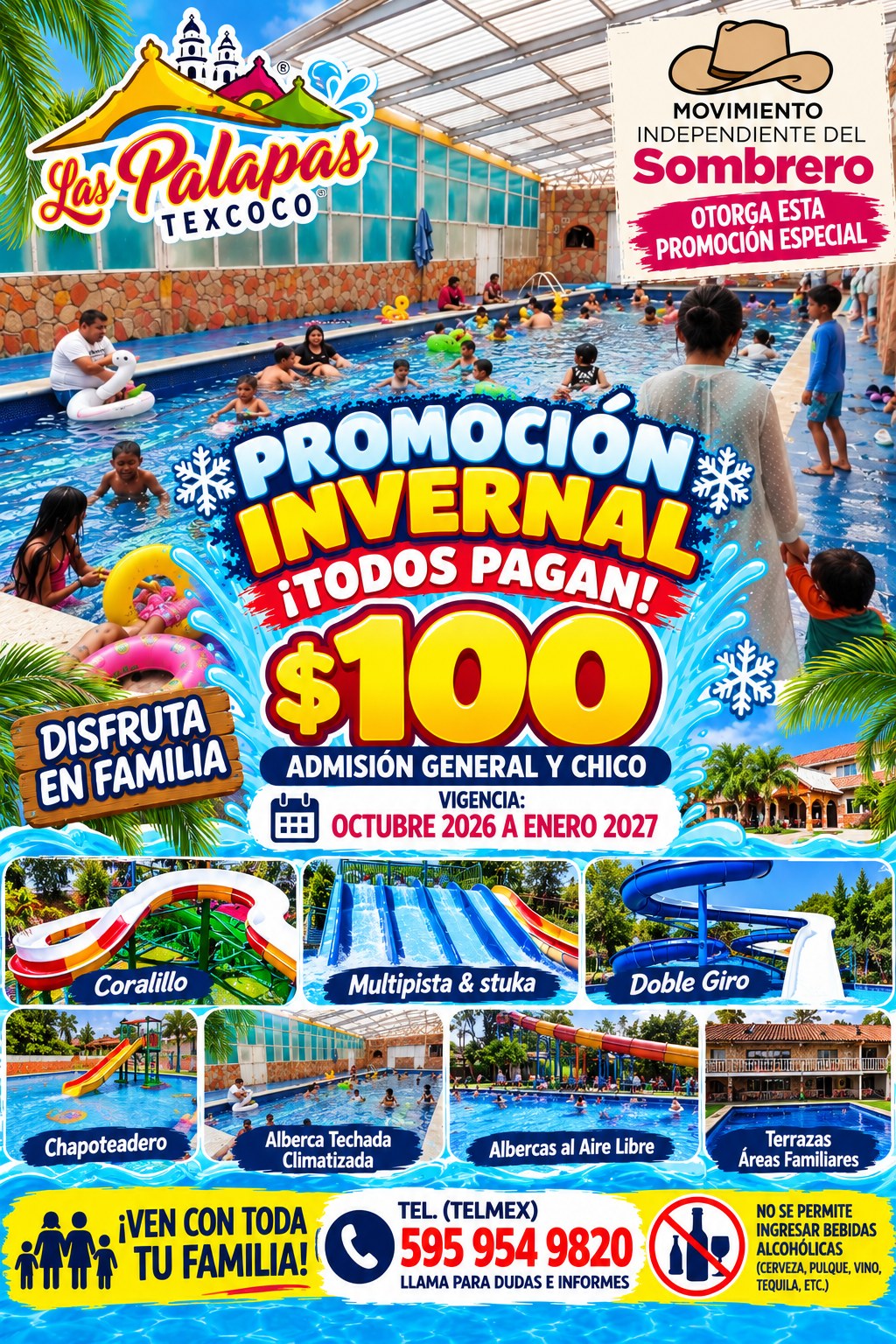Promoción Invernal Balneario Las Palapas $100